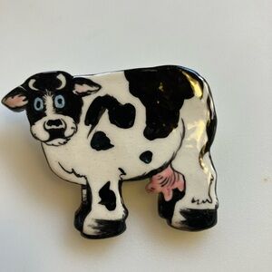 Vintage Ceramic cow pin